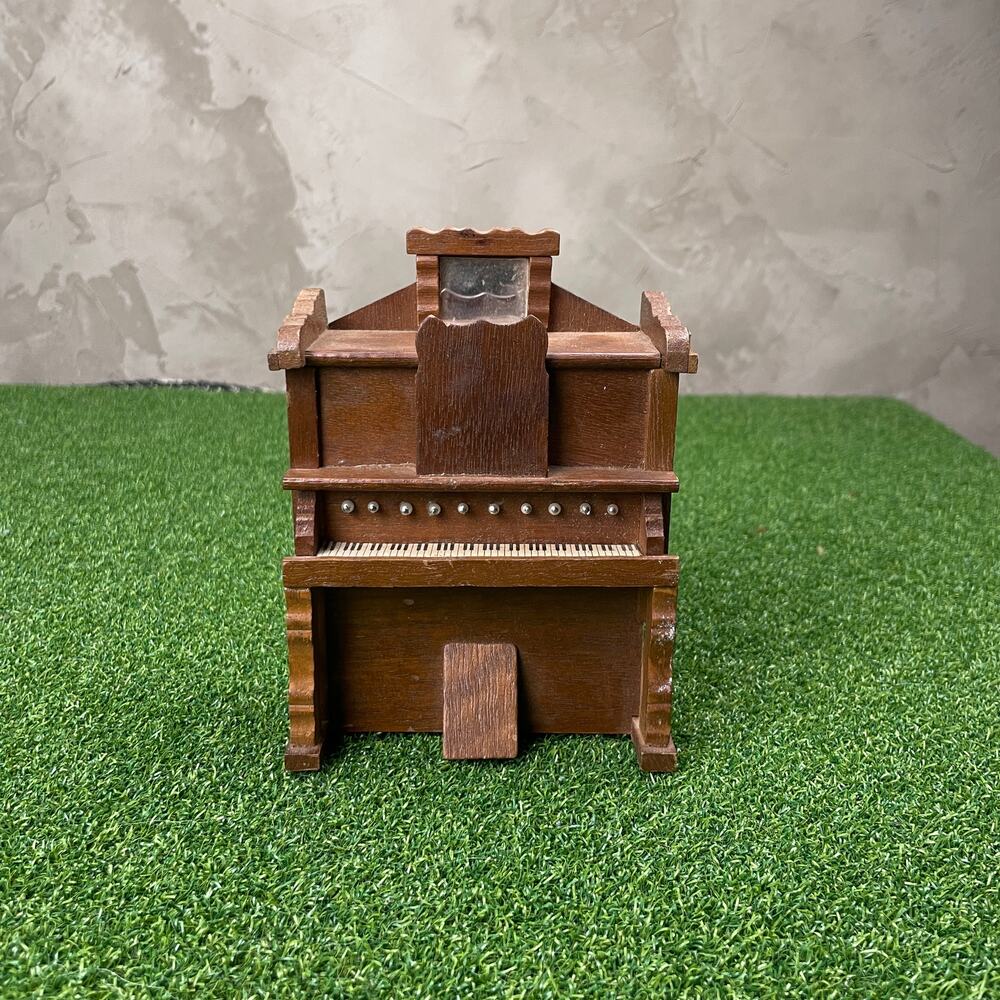 Vintage Wooden Miniature Piano Music Box